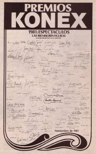 Firma de los 100 ganadores de los Premios Konex 1981: Espectáculos